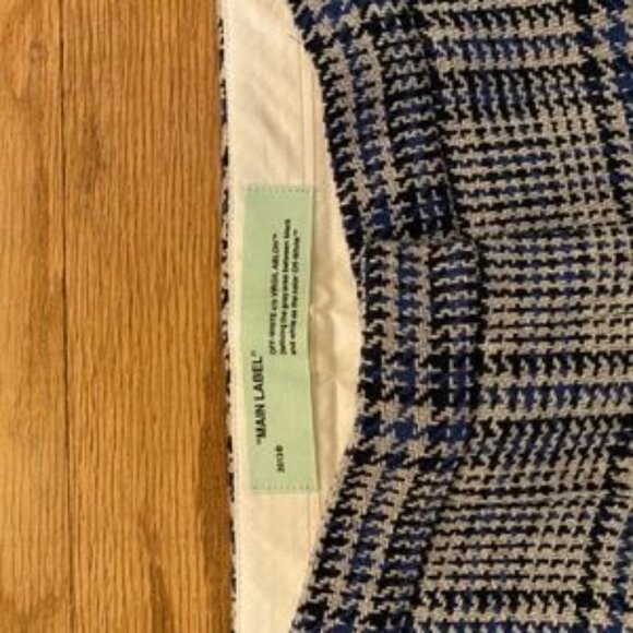 Blue cotton and wool blend Tartan High Waisted Trousers from Off-White. - Picture 9 of 9